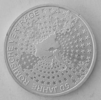 10 EUR Gedenkmünze "50 Jahre Römische Verträge" aus 925er Sterlingsilber