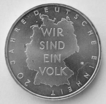 10 EUR Gedenkmünze "20 Jahre Deutsche Einheit" aus 925er Sterlingsilber