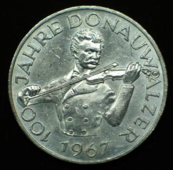 50 Schilling "100 Jahre Donauwalzer" 1967, Österreich 900er Silbermünze
