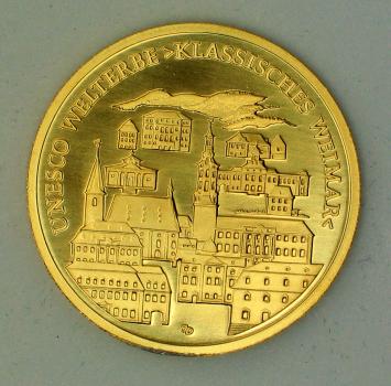 100 Euro Gold 2006 "Weimar" mit original Münzetui und Beschreibung, 1/2 oz Feingold 999,9