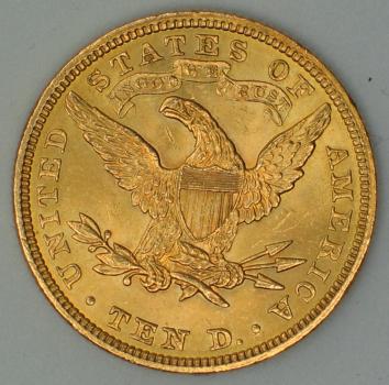 10$ US "Coronet Head" "1907 "Eagle" USA 900er Gold