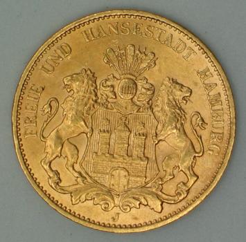 20 Mark "Freie und Hansestadt Hamburg", Reichsgold, Goldmark 1913, Deutsches Reich, 900er Gold