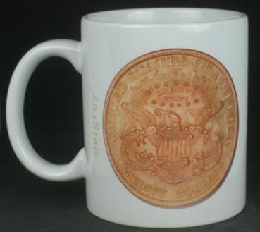 Preview: "Liberty Head" Kaffeebecher delgrey, 11 fl oz. Keramik weiß