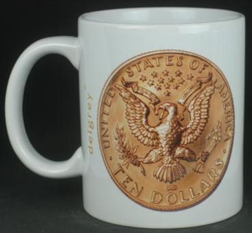 Preview: "Olympia XXII Olympiad Los Angeles" Kaffeebecher delgrey, 11 fl oz. Keramik weiß