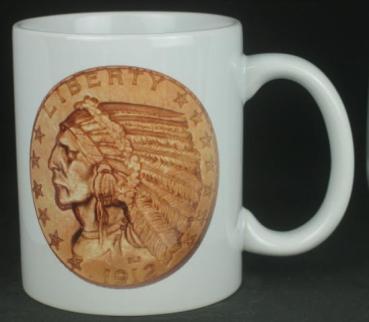 "Indian Head" Kaffeebecher delgrey, 11 fl oz. Keramik weiß