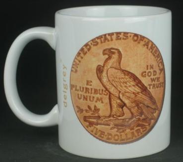 "Indian Head" Kaffeebecher delgrey, 11 fl oz. Keramik weiß