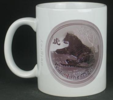 "Year of the Tiger" Kaffeebecher delgrey, 11 fl oz. Keramik weiß