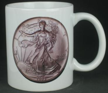 "American Eagle Silver" Kaffeebecher delgrey, 11 fl oz. Keramik weiß
