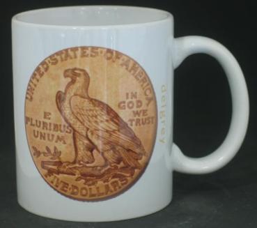 "Indian Head" Kaffeebecher delgrey, 11 fl oz. Keramik weiß -Form 2