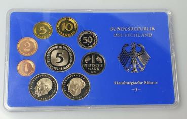 Kursmünzsatz DM 1981 J -Hamburgische Münze- 1 Pfg bis 5,- DM in polierter Platte PP