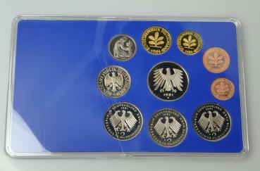 Preview: Kursmünzsatz DM 1981 G -Karlsruhe- 1 Pfg bis 5,- DM in polierter Platte PP