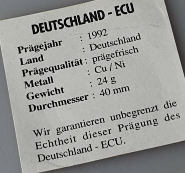 Preview: Medaille "Ecu" 1992 Deutschland Merkator Hamburg