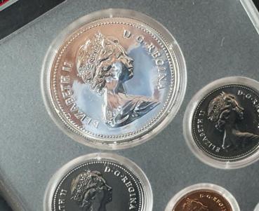 Münzsatz -The Griffon- 1979, polierte Platte in Etui, Kanada, Ag/Ni/Bronze