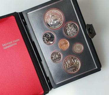 Münzsatz -The Griffon- 1979, polierte Platte in Etui, Kanada, Ag/Ni/Bronze