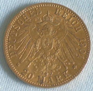 Preview: 20 Mark "Wilhelm II", Reichsgold, Goldmark 1901, Deutsches Reich, 900er Gold, Berlin
