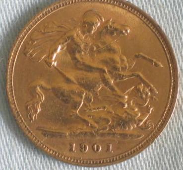 Sovereign "Victoria" 1901, "Schleier", Großbritannien, 916,7 Gold