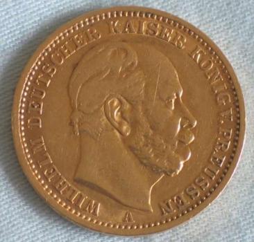 20 Mark "Wilhelm von Preussen", Reichsgold, Goldmark 1876, Deutsches Reich, 900er Gold, Berlin