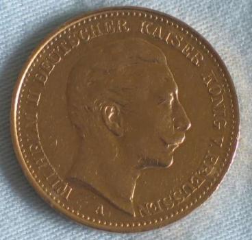 20 Mark "Wilhelm II", Reichsgold, Goldmark 1905, Deutsches Reich, 900er Gold, Berlin