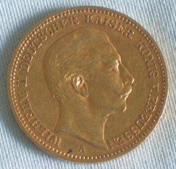20 Mark "Wilhelm II", Reichsgold, Goldmark 1895, Deutsches Reich, 900er Gold, Berlin