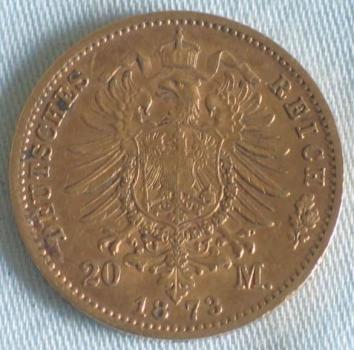 Preview: 20 Mark "Wilhelm von Preussen", Reichsgold, Goldmark 1873, Deutsches Reich, 900er Gold, Berlin