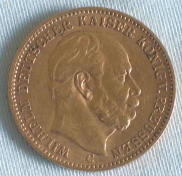 20 Mark "Wilhelm von Preussen", Reichsgold, Goldmark 1873, Deutsches Reich, 900er Gold, Berlin