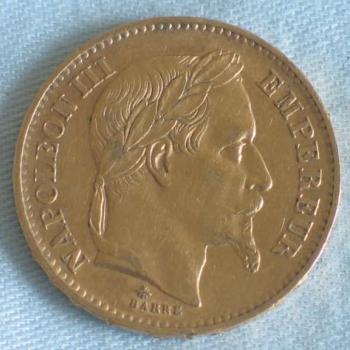 20 Francs "Napoleon III" 1868 "A" Frankreich 900er Gold