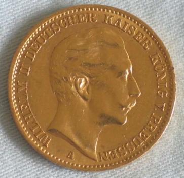 20 Mark "Wilhelm II", Reichsgold, Goldmark 1912, Deutsches Reich, 900er Gold, Berlin