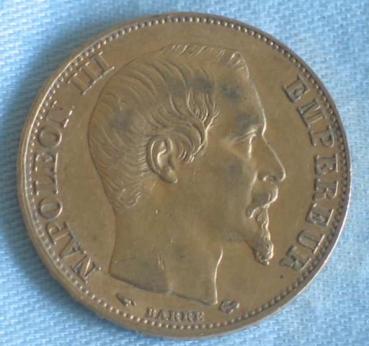 20 Francs "Napoleon III" 1857 "A" Frankreich 900er Gold