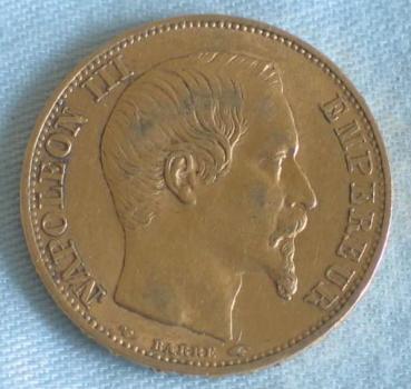 20 Francs "Napoleon III" 1854 "A" Frankreich 900er Gold