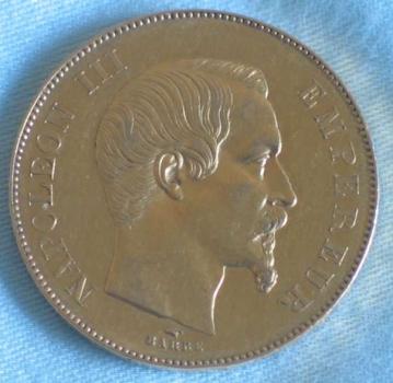 50 Francs "Napoleon III" 1855 "A" Frankreich 900er Gold