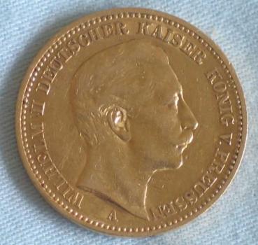 20 Mark "Wilhelm II", Reichsgold, Goldmark 1895, Deutsches Reich, 900er Gold, Berlin