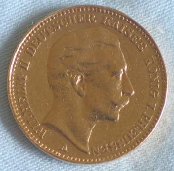 20 Mark "Wilhelm II", Reichsgold, Goldmark 1905, Deutsches Reich, 900er Gold, Berlin