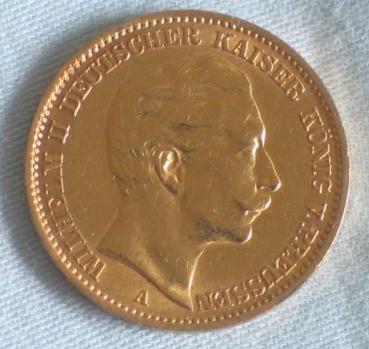 20 Mark "Wilhelm II", Reichsgold, Goldmark 1911, Deutsches Reich, 900er Gold, Berlin