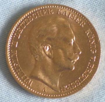 20 Mark "Wilhelm II", Reichsgold, Goldmark 1912, Deutsches Reich, 900er Gold, Berlin