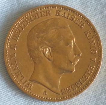 20 Mark "Wilhelm II", Reichsgold, Goldmark 1894, Deutsches Reich, 900er Gold, Berlin