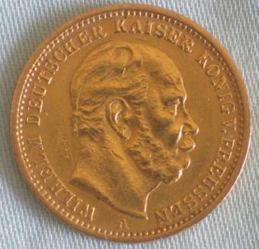 20 Mark "Wilhelm von Preussen", Reichsgold, Goldmark 1875, Deutsches Reich, 900er Gold, Berlin