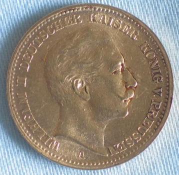 20 Mark "Wilhelm II", Reichsgold, Goldmark 1913, Deutsches Reich, 900er Gold, Berlin