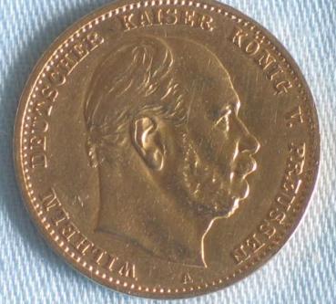 10 Mark "Wilhelm von Preussen", Reichsgold, Goldmark 1879, Deutsches Reich, 900er Gold, Berlin