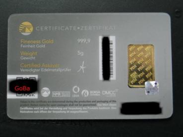 5 Gramm Goldbarren "PIM" 999,9 Feingold im Blister