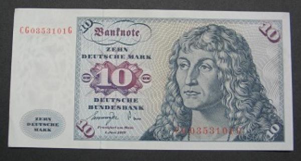 10 DM Banknote "Segelschiff Gorch Fock", Ausgabe vom 01.06.1977, Bankfrisch