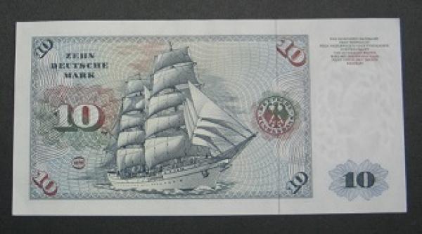 10 DM Banknote "Segelschiff Gorch Fock", Ausgabe vom 01.06.1977, Bankfrisch