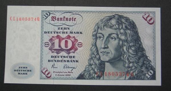 10 DM Banknote "Segelschiff Gorch Fock", Ausgabe vom 02.01.1980, Bankfrisch