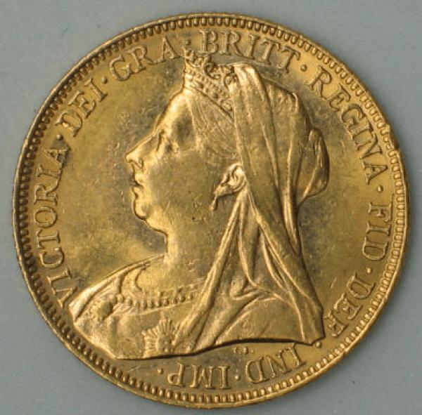 Sovereign "Victoria" 1898, "Schleier", Großbritannien, 916,7 Gold, Melbourne