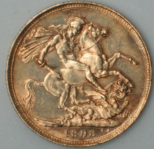 Sovereign "Victoria" 1898, "Schleier", Großbritannien, 916,7 Gold, Melbourne