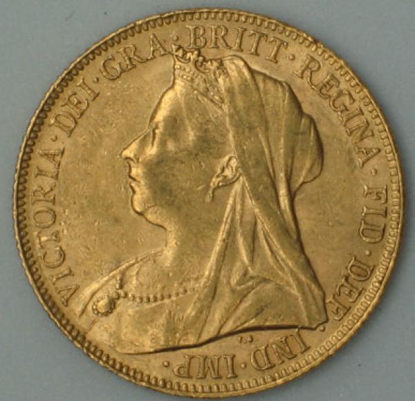 Sovereign "Victoria" 1900, "Schleier", Großbritannien, 916,7 Gold, Perth