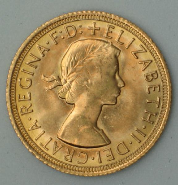 Sovereign "Elisabeth II" 1968, "Haarband", Großbritannien, 916,7 Gold, London