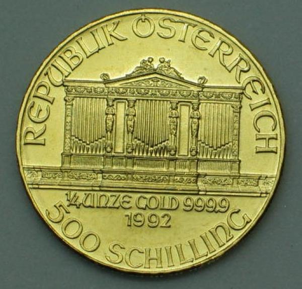 500 Schilling 1989 Österreich (1/4 oz) 999,9 Gold "Wiener Philharmoniker"