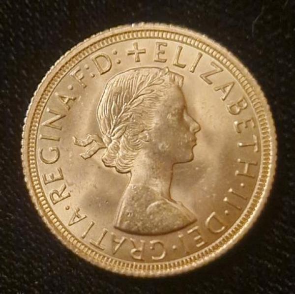 Sovereign "Elisabeth II" 1963, "Haarband", Großbritannien, 916,7 Gold, London