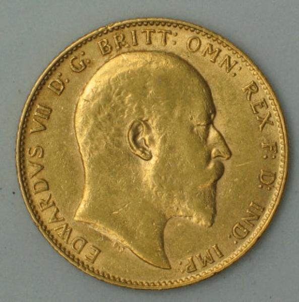 Sovereign "Edward VII" 1909, Großbritannien, 916,7 Gold, London