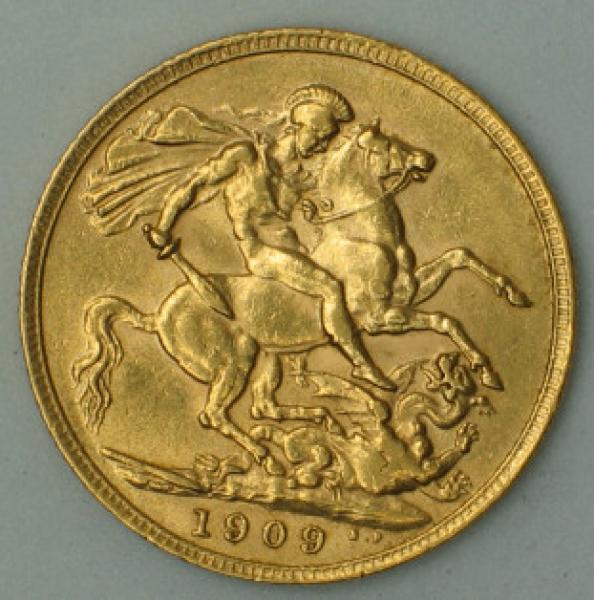Sovereign "Edward VII" 1909, Großbritannien, 916,7 Gold, London